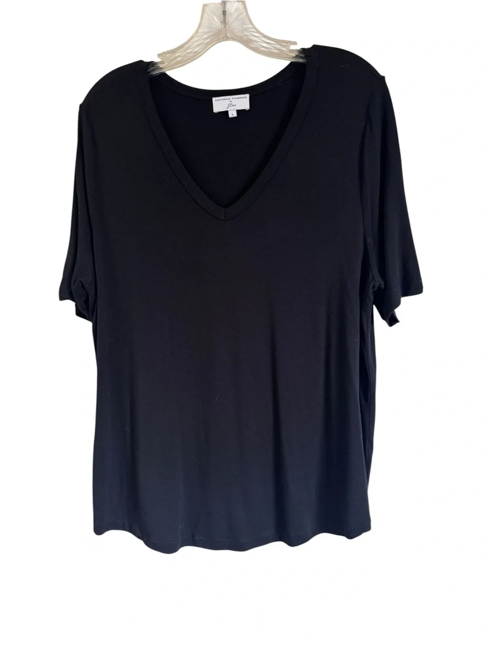 Universal Standard for J. Crew soft black tee shirt short sleeve v-neck Large
